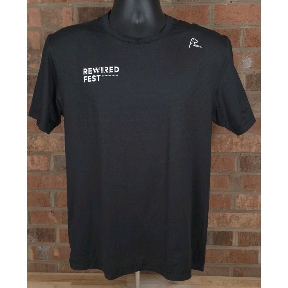 Rhoback Mens Medium TShirt Black Rewired Fest Performance Active Golf